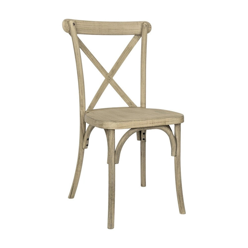Chaise à dossier croisé en résine imitation bois, qualité commerciale, intérieur/extérieur