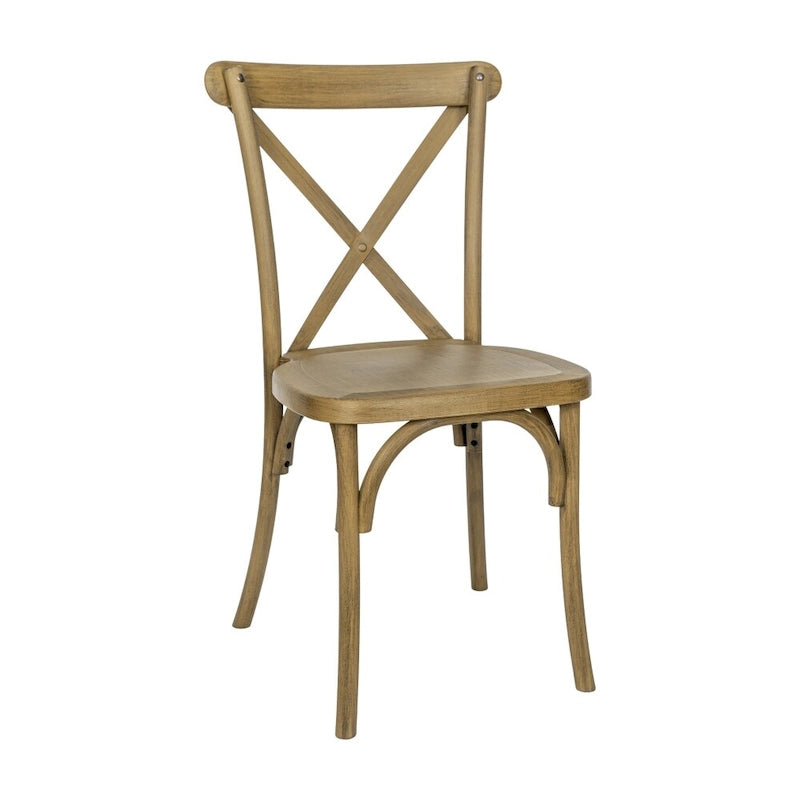 Chaise à dossier croisé en résine imitation bois, qualité commerciale, intérieur/extérieur