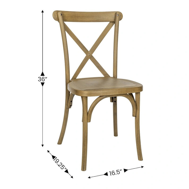 Chaise à dossier croisé en résine imitation bois, qualité commerciale, intérieur/extérieur