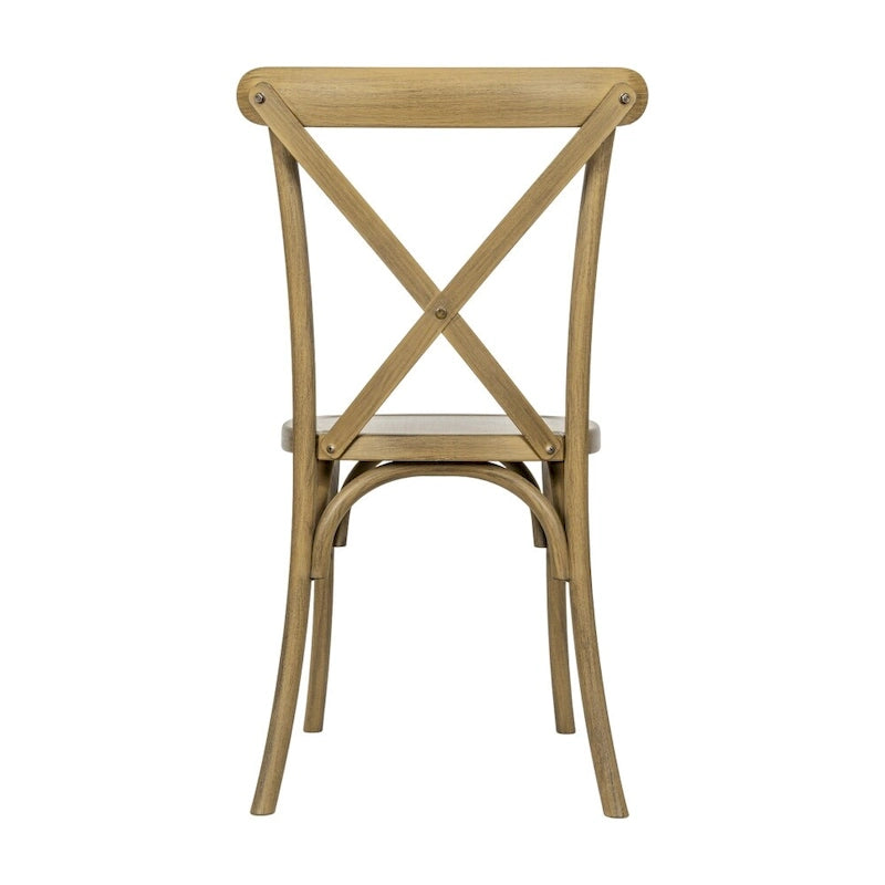 Chaise à dossier croisé en résine imitation bois, qualité commerciale, intérieur/extérieur
