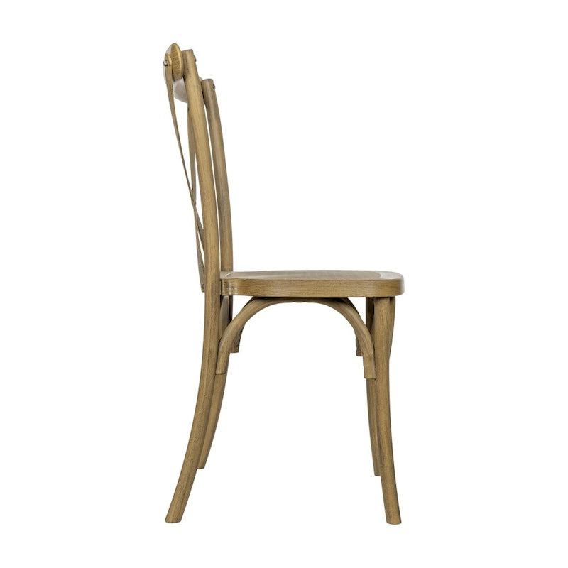 Chaise à dossier croisé en résine imitation bois, qualité commerciale, intérieur/extérieur