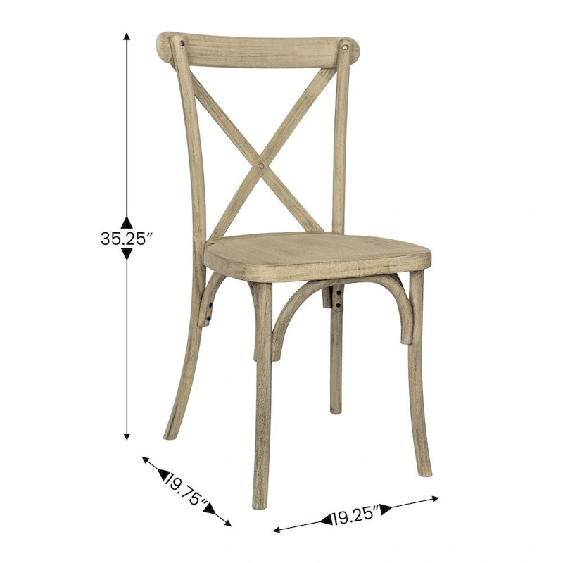 Chaise à dossier croisé en résine imitation bois, qualité commerciale, intérieur/extérieur