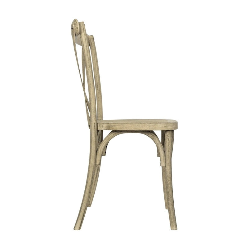 Chaise à dossier croisé en résine imitation bois, qualité commerciale, intérieur/extérieur