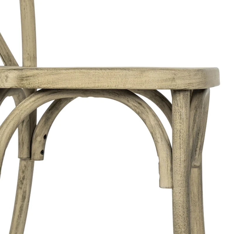 Chaise à dossier croisé en résine imitation bois, qualité commerciale, intérieur/extérieur