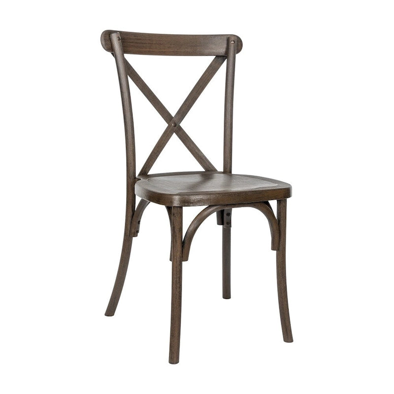 Chaise à dossier croisé en résine imitation bois, qualité commerciale, intérieur/extérieur