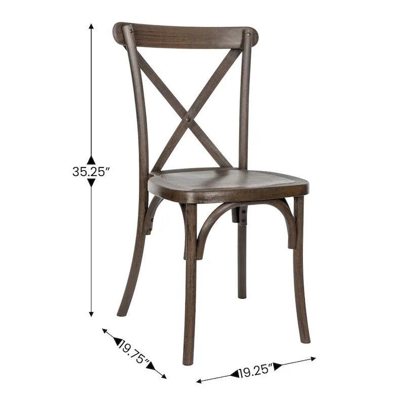 Chaise à dossier croisé en résine imitation bois, qualité commerciale, intérieur/extérieur