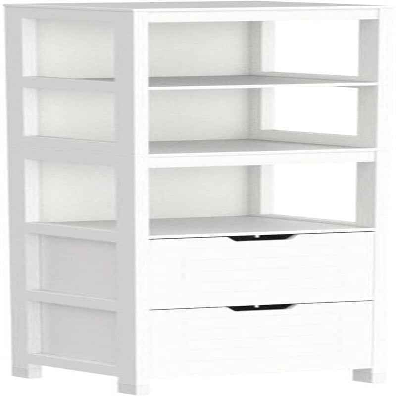 Meuble de rangement haut de salle de bain blanc avec étagères et tiroirs